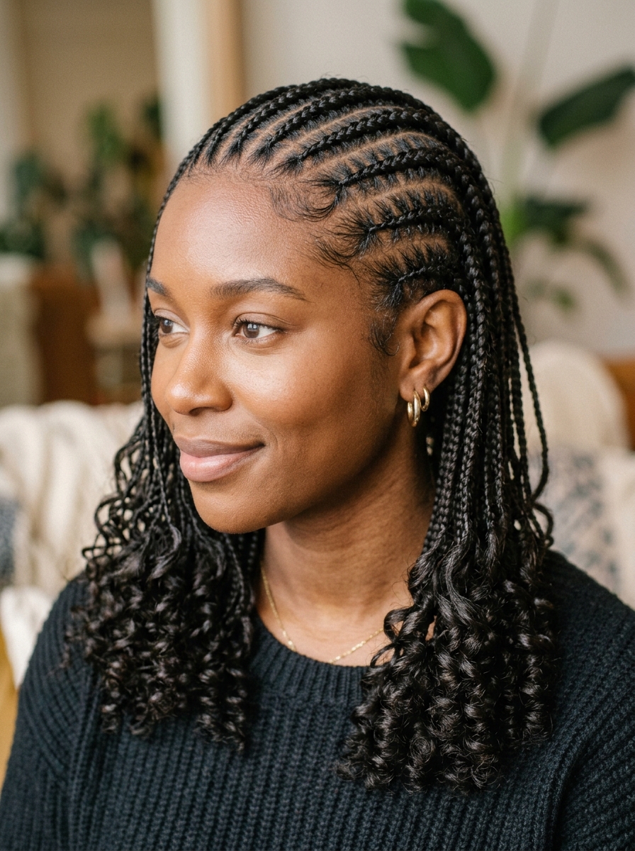 Small French Curl Braids als Braids mit Locken Inspiration 2026
